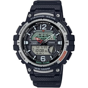 Casio Men’s Fishing Timer Quartz Watch with Resin Strap, Black, 24.1 (Model: WSC-1250H-1AVCF)
