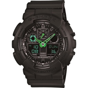 Casio Men’s GA-100 XL Series G-Shock Quartz 200M WR Shock Resistant Watch(Black/Green)
