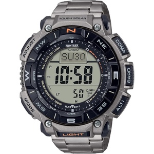 Casio PRG340 Series | Pro Trek | 100 Meter Water Resistance | Compass | Alt/Baro-Thermo | Tough Solar Power | 1-100 SEC Stopwatch | Countdown Timer | World Time(Silver)