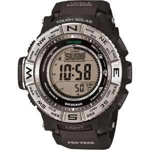 Casio PRW3500 Series | Pro Trek | 100M WR | Compass | Alt/Baro-Thermo | Tough Solar Power | Atomic Timekeeping | 1-100 SEC Stopwatch | Countdown Timer | World Time(Black)
