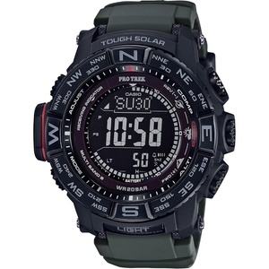 Casio PRW3500 Series | Pro Trek | 100M WR | Compass | Alt/Baro-Thermo | Tough Solar Power | Atomic Timekeeping | 1-100 SEC Stopwatch | Countdown Timer | World Time(Green)