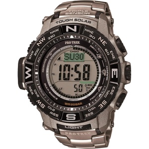 Casio PRW3500 Series | Pro Trek | 100M WR | Compass | Alt/Baro-Thermo | Tough Solar Power | Atomic Timekeeping | 1-100 SEC Stopwatch | Countdown Timer | World Time(Silver)