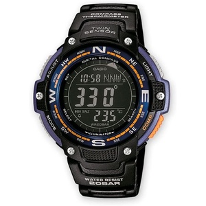 Casio SGW100 Series | Digital Watch & Compass | 200M WR | 100 SEC Stopwatch | Twin Sensor for Direction & Temperature | Low Temp Resistant | World Time | Auto Calendar | Multi Alarm(Blue)