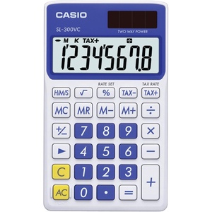 Casio SL-300VC, Solar Powered Standard Function Calculator, Blue(Blue)