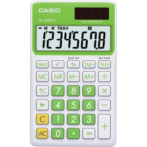 Casio SL-300VC, Solar Powered Standard Function Calculator, Blue(Green)