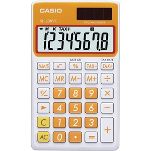 Casio SL-300VC, Solar Powered Standard Function Calculator, Blue(Orange)
