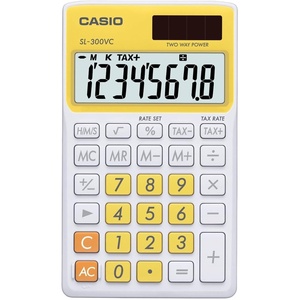 Casio SL-300VC, Solar Powered Standard Function Calculator, Blue(Yellow)