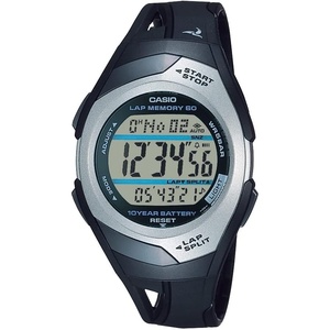 Casio STR300 Series | Classic Dive Style | 50M WR | 1/100 SEC Stop Watch with 60 Lap Memory | Countdown Timer | Multi Alarm | Dual Time | LED Light | Auto Calendar | 10 Year Battery(Black)