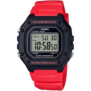 Casio W218H Series | Men’s Digital Watch | 50M WR | 1/100 Second Stopwatch | 100 SEC Chronograph | LED Backlight | Countdown Timer | Daily Alarm | Hourly Time Signal | 7 Year Battery(Black/Red)