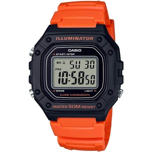 Casio W218H Series | Men’s Digital Watch | 50M WR | 1/100 Second Stopwatch | 100 SEC Chronograph | LED Backlight | Countdown Timer | Daily Alarm | Hourly Time Signal | 7 Year Battery(Black/Orange)