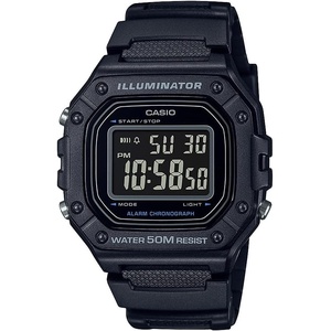Casio W218H Series | Men’s Digital Watch | 50M WR | 1/100 Second Stopwatch | 100 SEC Chronograph | LED Backlight | Countdown Timer | Daily Alarm | Hourly Time Signal | 7 Year Battery(Black/Black)