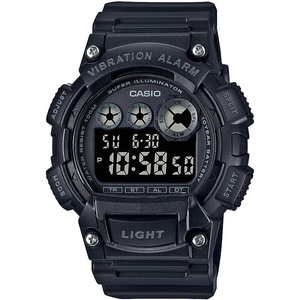 Casio W735H Series | Men’s Digital Watch | 1/100 SEC Stopwatch | Countdown Timer | Super Illuminator LED Light | 100 M Water Resistance | Daily Alarm | Auto Calendar | Dual Time | 10 Yr Battery(Black)